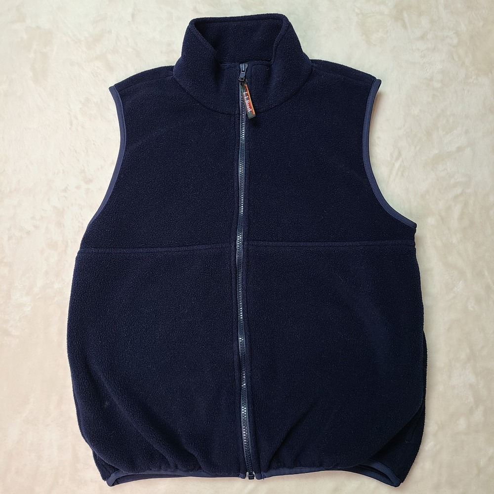 L.L. Bean Polartec Vest Mens Sz S Navy Blue Fleece Full Zip Pockets 80s 90s VTG